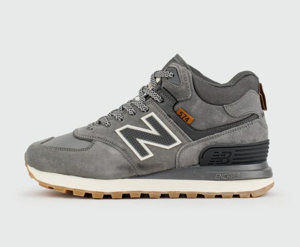 New Balance 574 Mid Grey / White with Fur Wmns. Вид 1